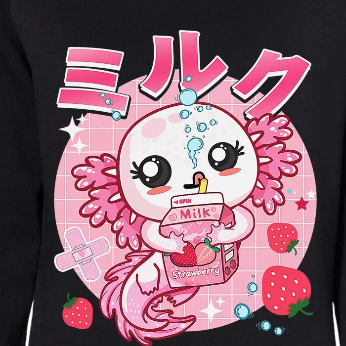 Kawaii Shirt Axolotl Strawberry Milk Shake Carton Aesthetic Womens California Wash Sweatshirt