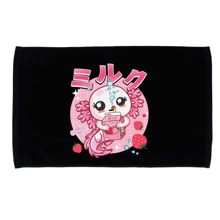 Kawaii Shirt Axolotl Strawberry Milk Shake Carton Aesthetic Microfiber Hand Towel