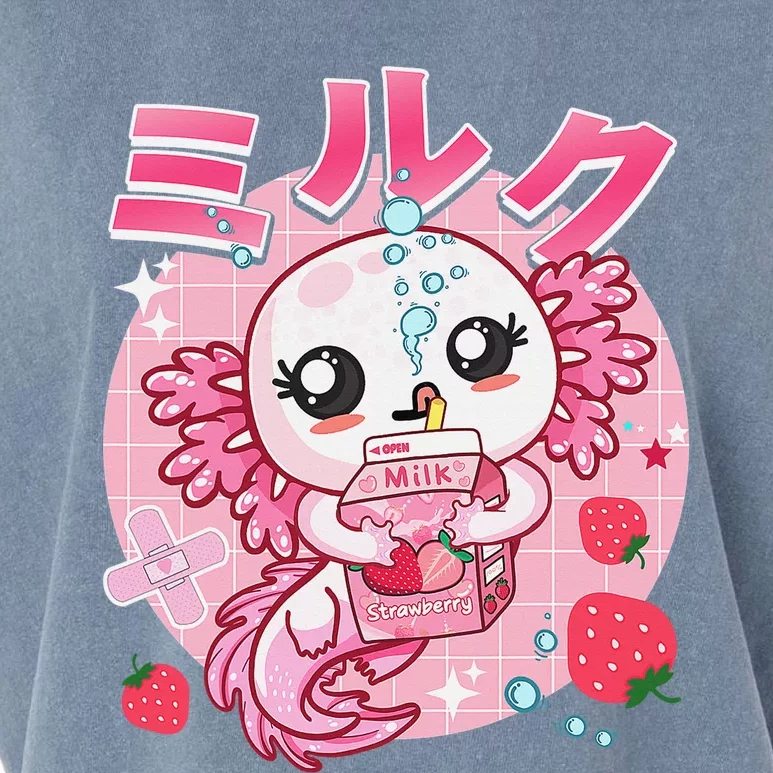 Kawaii Shirt Axolotl Strawberry Milk Shake Carton Aesthetic Garment-Dyed Women's Muscle Tee