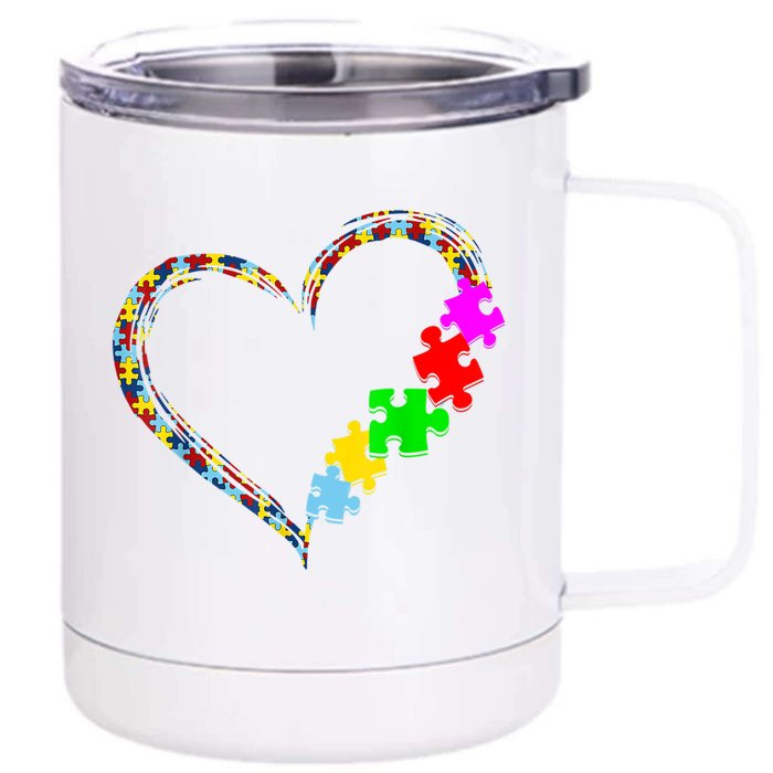 Keep Staring At You Might Cure My Autism Awareness Puzzle Cute Gift Front & Back 12oz Stainless Steel Tumbler Cup