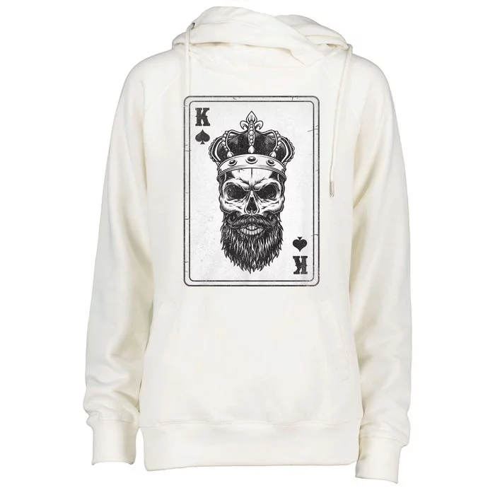 King Skull And Queen 2/2 Card Hearts Flush Couple Matching Womens Funnel Neck Pullover Hood