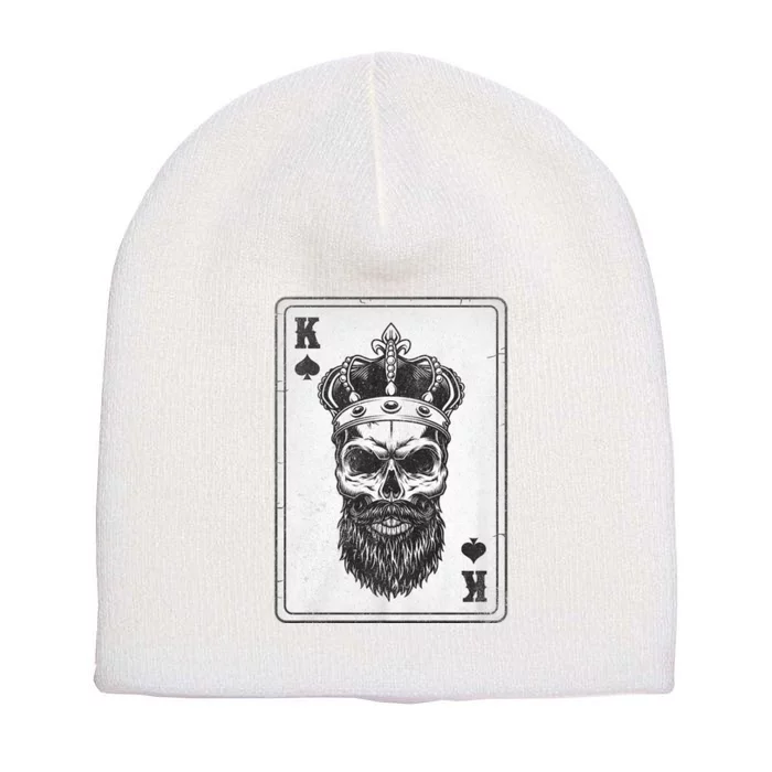 King Skull And Queen 2/2 Card Hearts Flush Couple Matching Short Acrylic Beanie