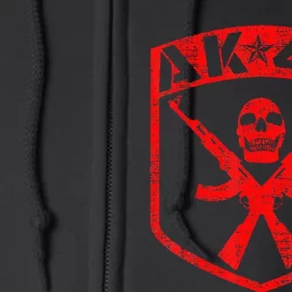 Kalashnikov Skull Ak47 Assault Rifle Gun Full Zip Hoodie