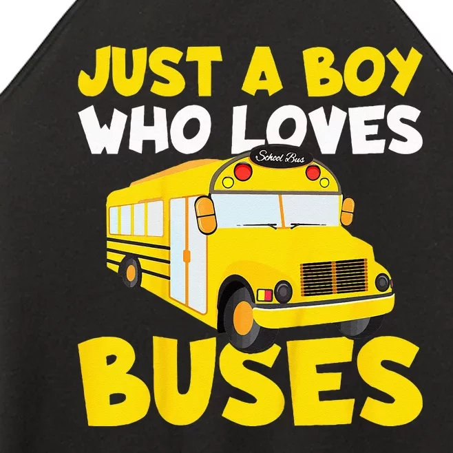 Kids School Bus Costume Just A Boy Who Loves Buses Women’s Perfect Tri Rocker Tank