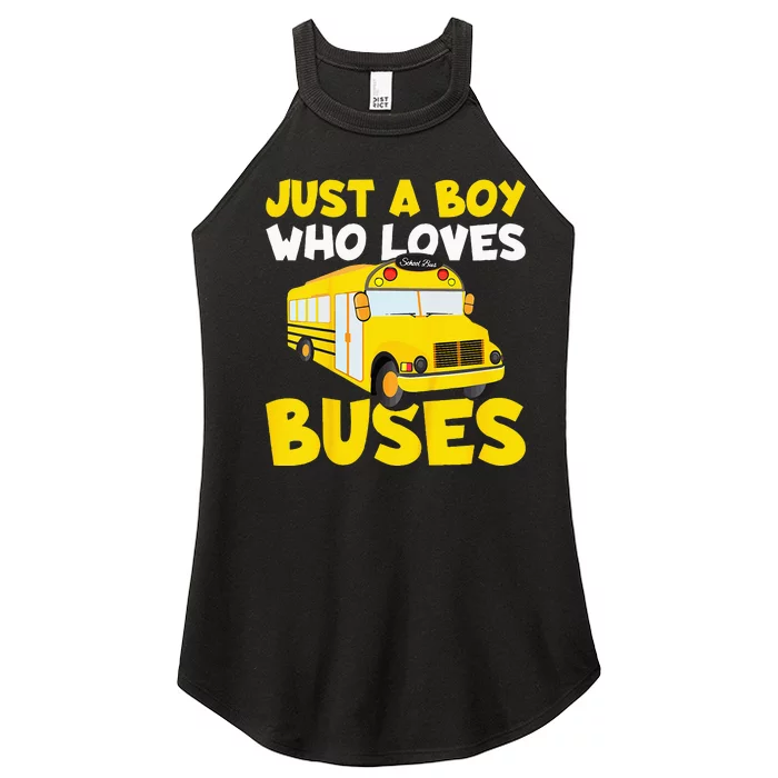 Kids School Bus Costume Just A Boy Who Loves Buses Women’s Perfect Tri Rocker Tank