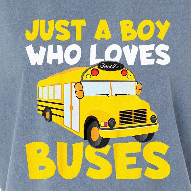 Kids School Bus Costume Just A Boy Who Loves Buses Garment-Dyed Women's Muscle Tee