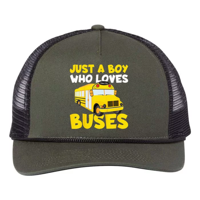 Kids School Bus Costume Just A Boy Who Loves Buses Retro Rope Trucker Hat Cap