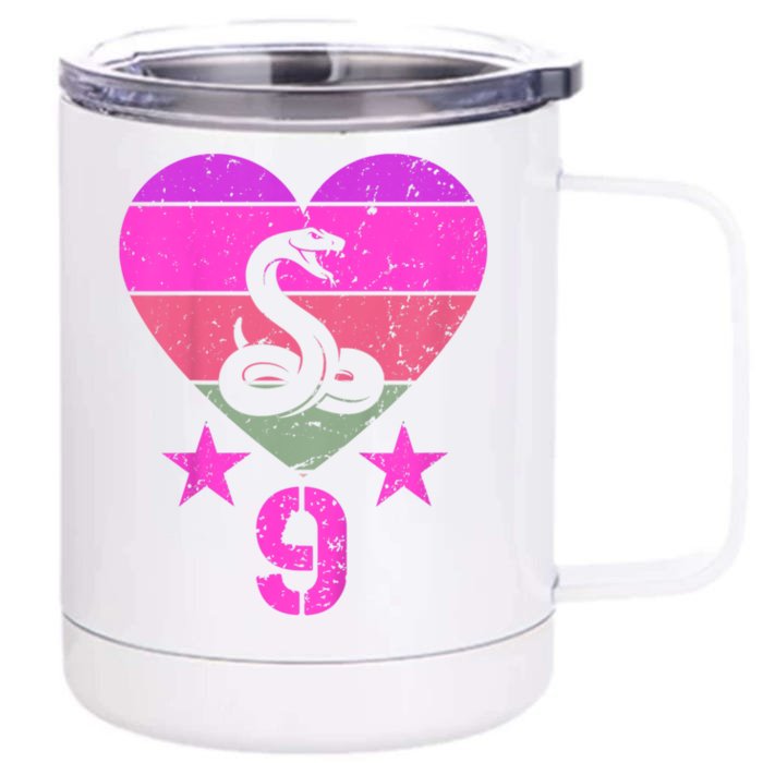 Kids Snake Birthday 9 Year Old Boy Girl Snake 9th Birthday Front & Back 12oz Stainless Steel Tumbler Cup