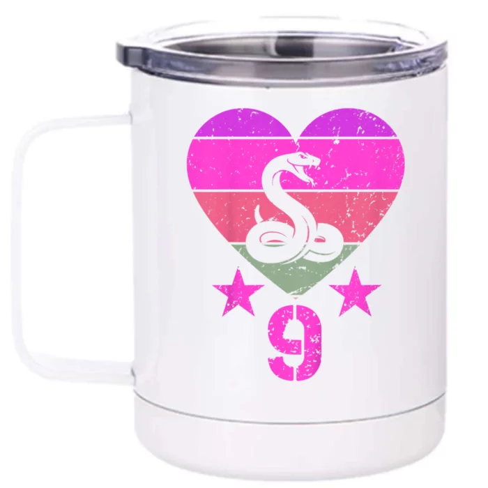 Kids Snake Birthday 9 Year Old Boy Girl Snake 9th Birthday Front & Back 12oz Stainless Steel Tumbler Cup