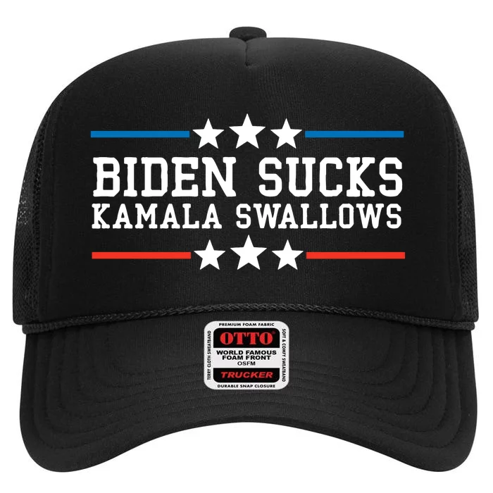 Kamala Swallows Biden Sucks High Crown Mesh Trucker Hat