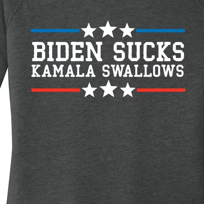 Kamala Swallows Biden Sucks Women's Perfect Tri Tunic Long Sleeve Shirt