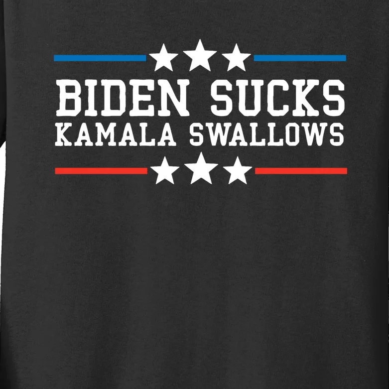 Kamala Swallows Biden Sucks Kids Long Sleeve Shirt