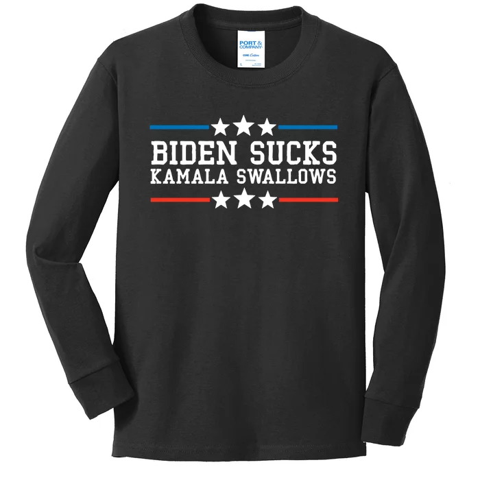 Kamala Swallows Biden Sucks Kids Long Sleeve Shirt