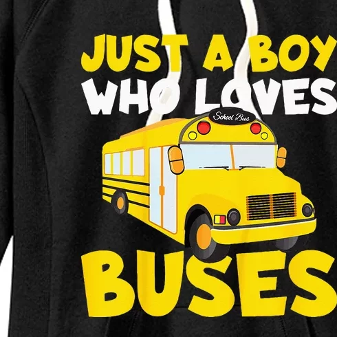 Kids School Bus Costume Just A Who Loves Buses Women's Fleece Hoodie