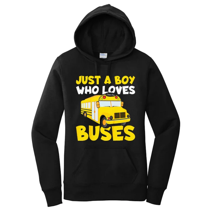 Kids School Bus Costume Just A Who Loves Buses Women's Pullover Hoodie