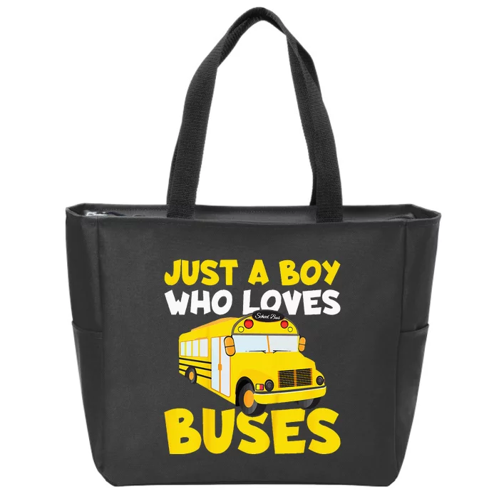 Kids School Bus Costume Just A Who Loves Buses Zip Tote Bag