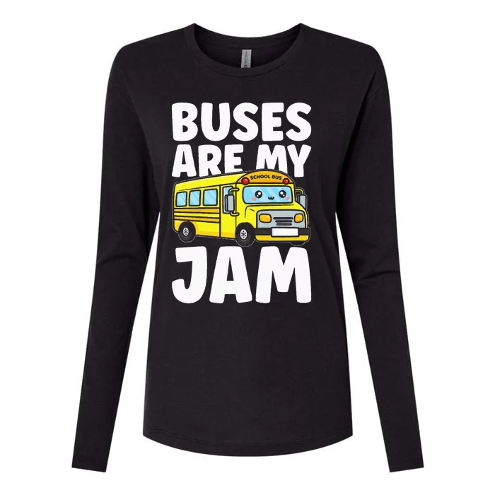 Kids School Bus Buses Are My Jam Womens Cotton Relaxed Long Sleeve T-Shirt