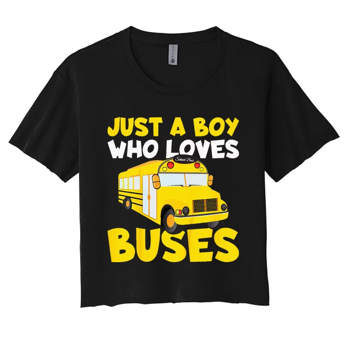 Kids School Bus Costume Just A Who Loves Buses Women's Crop Top Tee