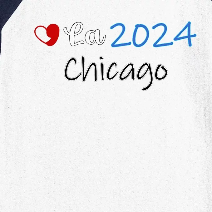 Kamala Supporter Chicago Dnc Comma La Heart Harris President Baseball Sleeve Shirt