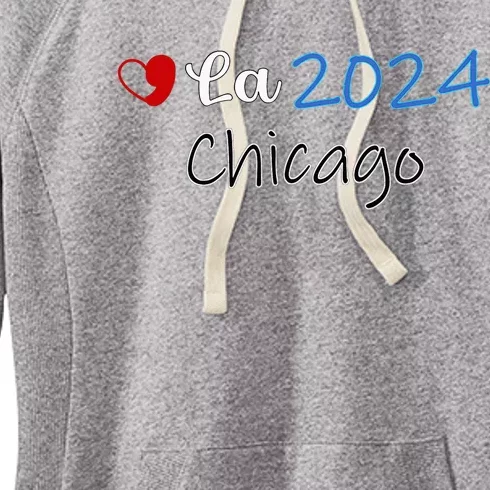 Kamala Supporter Chicago Dnc Comma La Heart Harris President Women's Fleece Hoodie