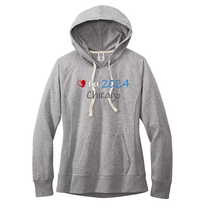 Kamala Supporter Chicago Dnc Comma La Heart Harris President Women's Fleece Hoodie