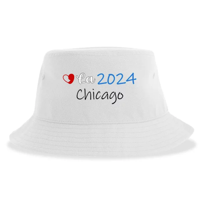 Kamala Supporter Chicago Dnc Comma La Heart Harris President Sustainable Bucket Hat