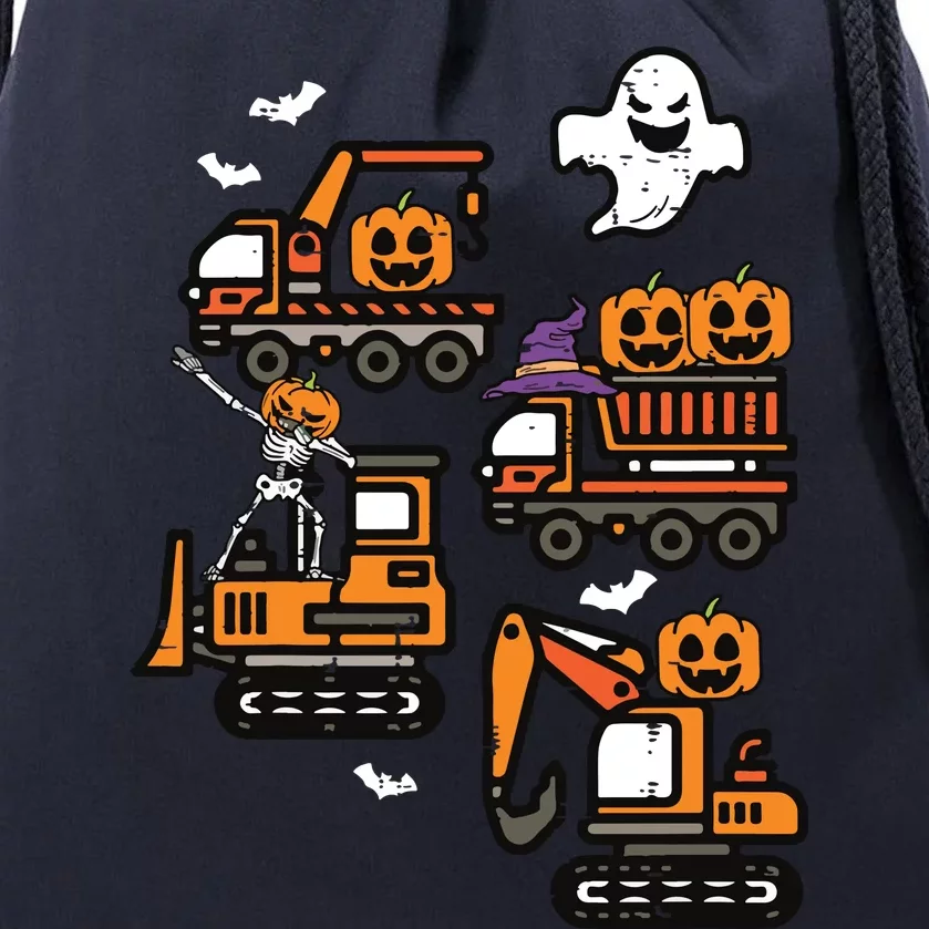 Kids Spooky Construction Trucks Halloween Costume Boy Drawstring Bag