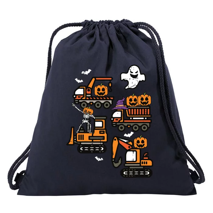 Kids Spooky Construction Trucks Halloween Costume Boy Drawstring Bag