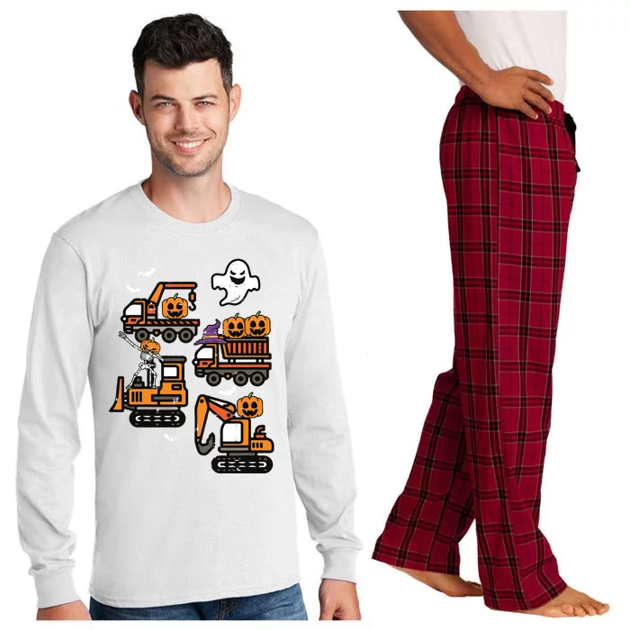 Kids Spooky Construction Trucks Halloween Costume Boy Long Sleeve Pajama Set