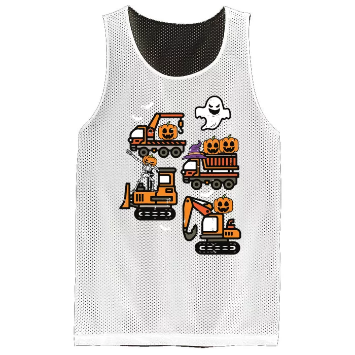 Kids Spooky Construction Trucks Halloween Costume Boy Mesh Reversible Basketball Jersey Tank