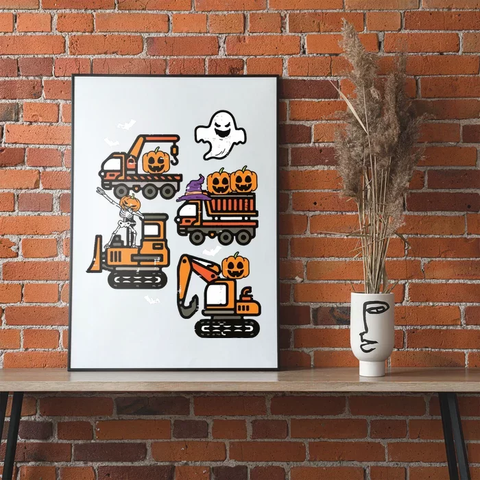 Kids Spooky Construction Trucks Halloween Costume Boy Poster