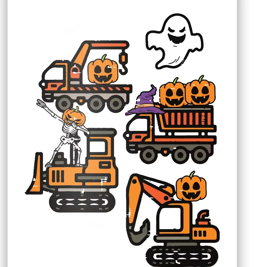 Kids Spooky Construction Trucks Halloween Costume Boy Poster