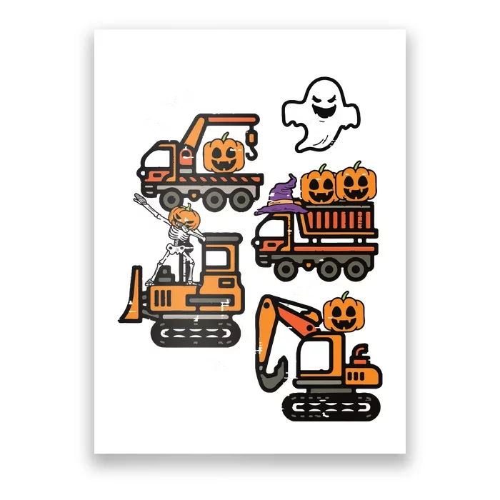 Kids Spooky Construction Trucks Halloween Costume Boy Poster