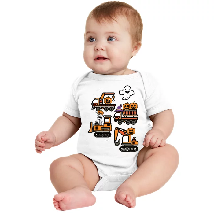 Kids Spooky Construction Trucks Halloween Costume Boy Baby Bodysuit