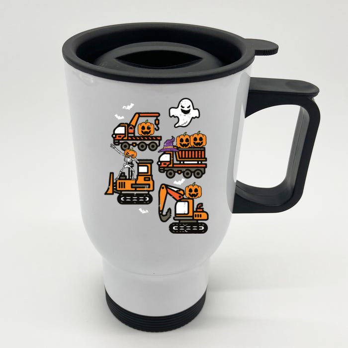 Kids Spooky Construction Trucks Halloween Costume Boy Front & Back Stainless Steel Travel Mug