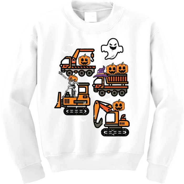 Kids Spooky Construction Trucks Halloween Costume Boy Kids Sweatshirt