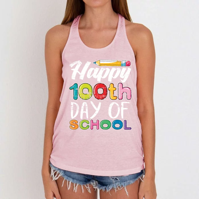 Kindergarten School Drawing Gift 100 Days Of School Gift Women's Knotted Racerback Tank