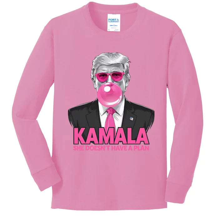 Kamala She Doesn’T Have A Plan Donald Trump Kids Long Sleeve Shirt