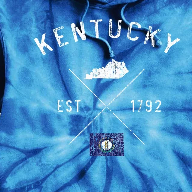 Kentucky State Flag And Year Distressed. Tie Dye Hoodie