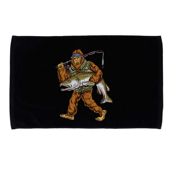 King Salmon Fishing Trout Hunting Bigfoot Fishermen Microfiber Hand Towel