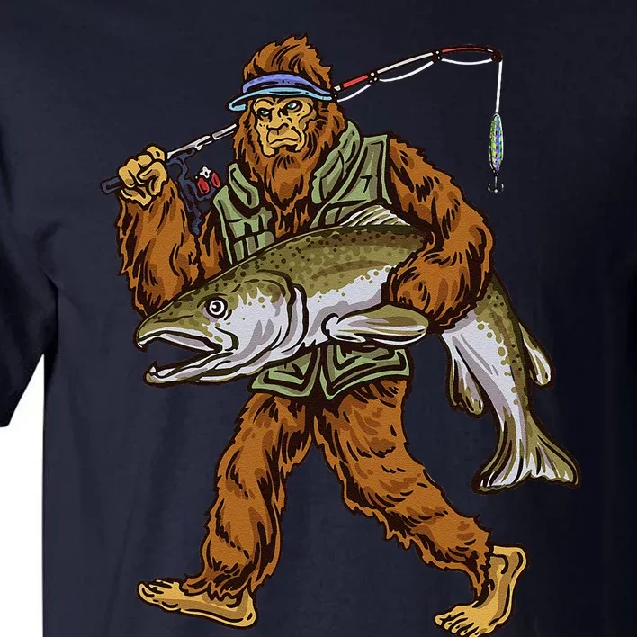 King Salmon Fishing Trout Hunting Bigfoot Fishermen Tall T-Shirt