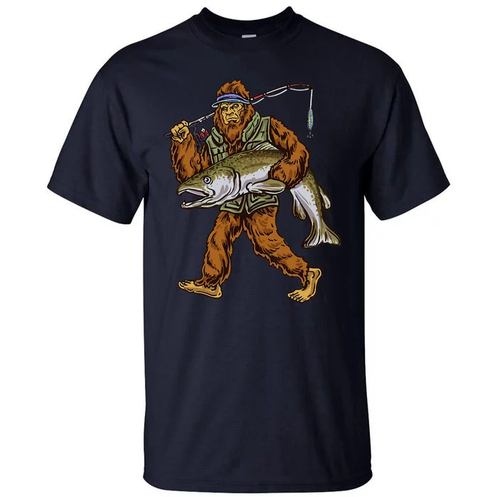 King Salmon Fishing Trout Hunting Bigfoot Fishermen Tall T-Shirt