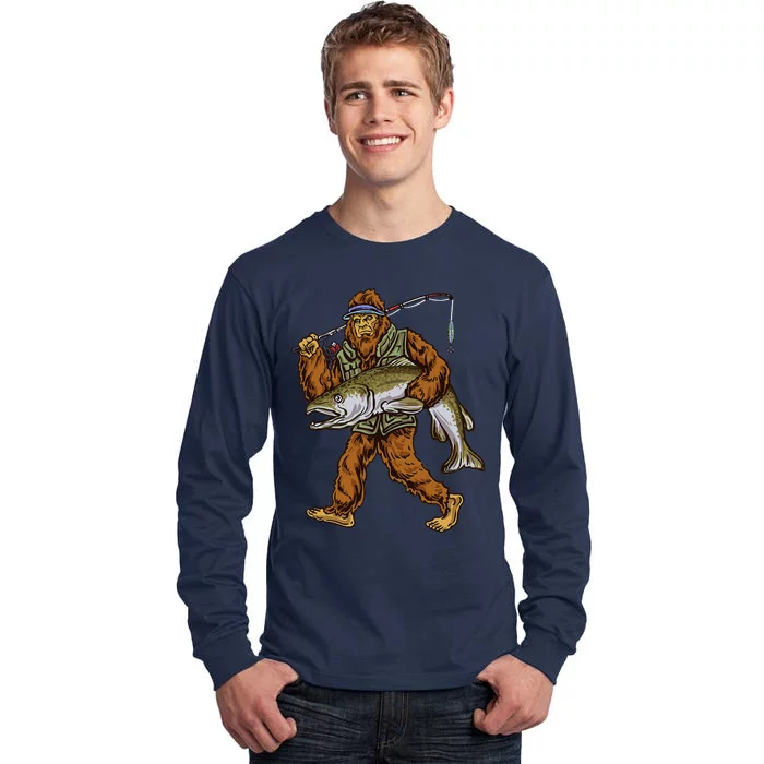 King Salmon Fishing Trout Hunting Bigfoot Fishermen Tall Long Sleeve T-Shirt