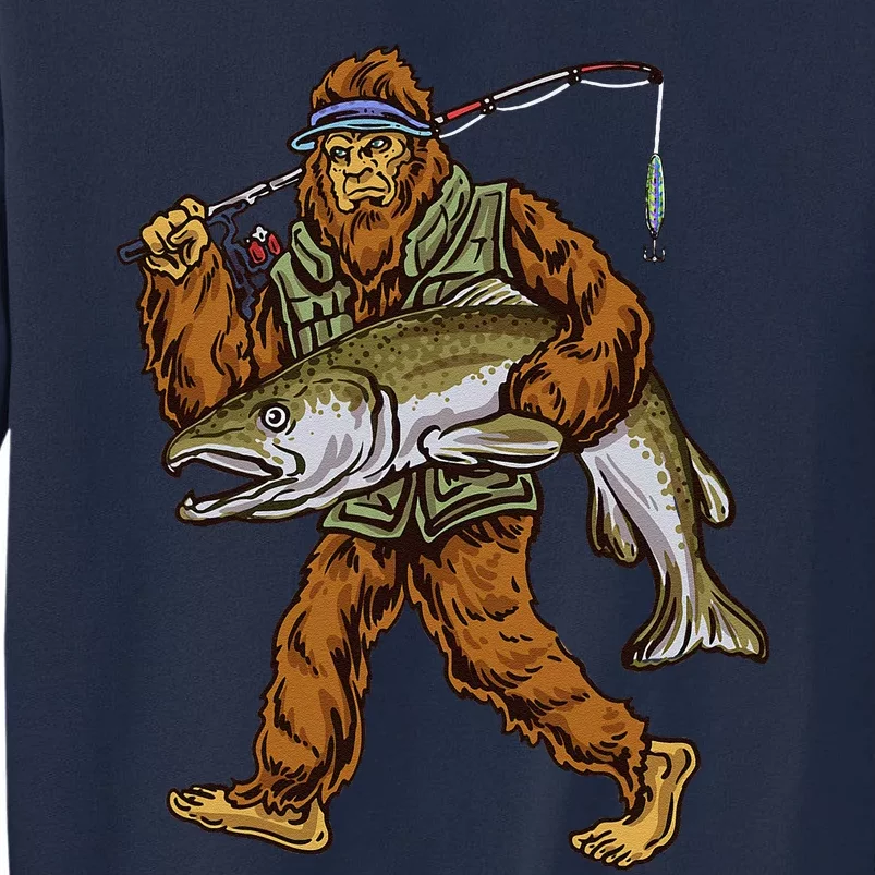 King Salmon Fishing Trout Hunting Bigfoot Fishermen Tall Sweatshirt