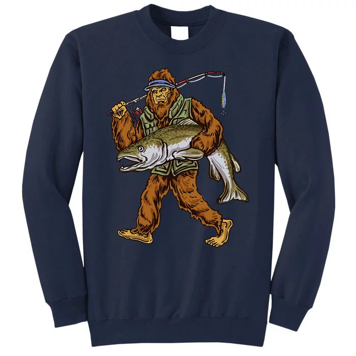 King Salmon Fishing Trout Hunting Bigfoot Fishermen Tall Sweatshirt