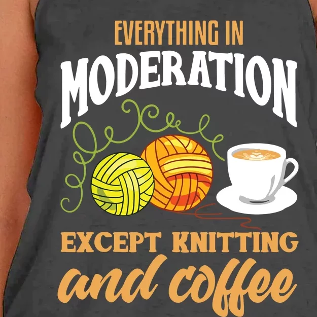 Knitting Shirts Funny Coffee Lover Quote Knitting Lover Women's Knotted Racerback Tank