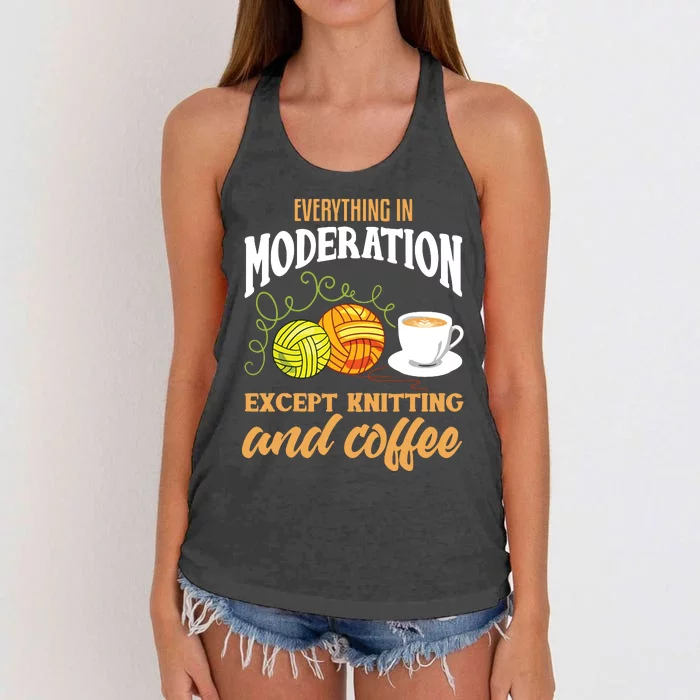 Knitting Shirts Funny Coffee Lover Quote Knitting Lover Women's Knotted Racerback Tank