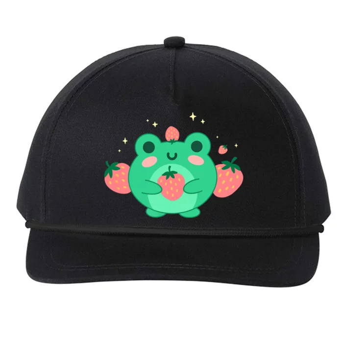 Kawaii Strawberry Frog Cute Retro Japanese Aesthetic Snapback Five-Panel Rope Hat