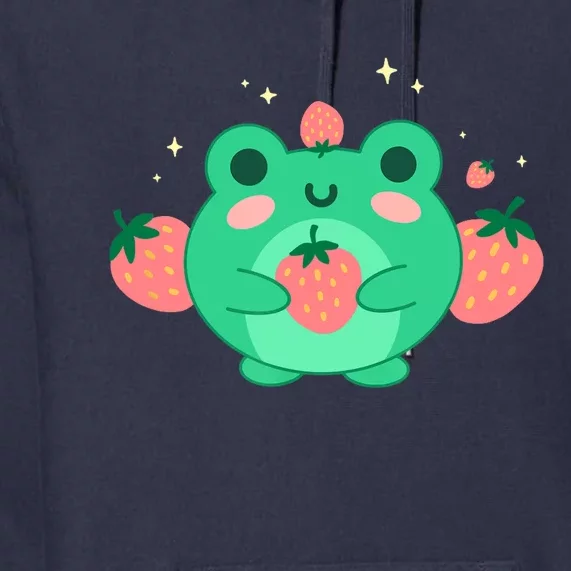 Kawaii Strawberry Frog Cute Retro Japanese Aesthetic Premium Hoodie