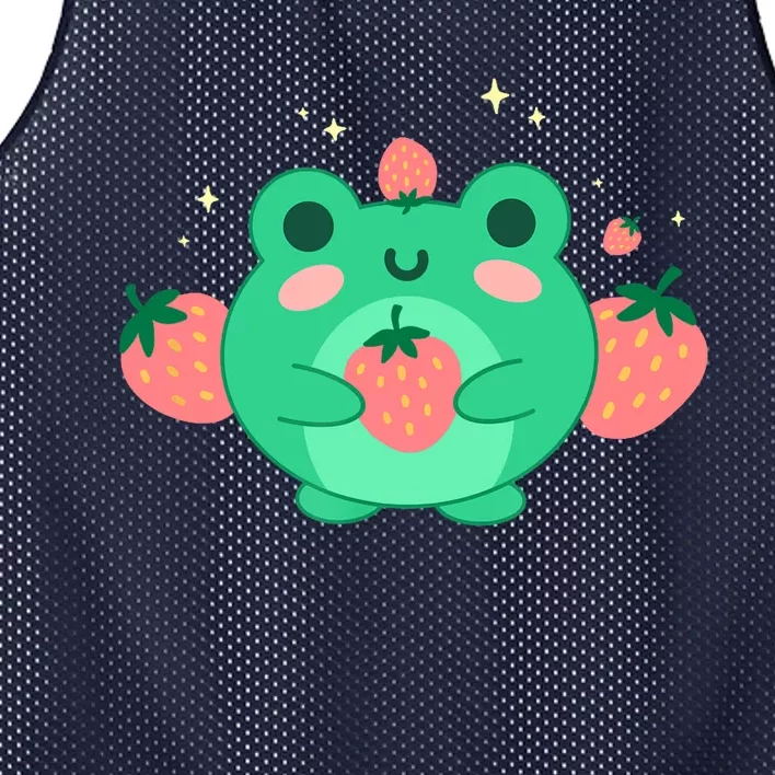 Kawaii Strawberry Frog Cute Retro Japanese Aesthetic Mesh Reversible Basketball Jersey Tank